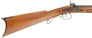 Hawken Rifle,
.54 caliber, 34-1/4" Sharon barrel,
R.E. Davis percussion lock, iron trim, maple,
new, unfired, by George Nelson Hawken Rifle,
.54 caliber, 34-1/4" Sharon barrel,
R.E. Davis percussion lock, iron trim, maple,
new, unfired, by George Nelson